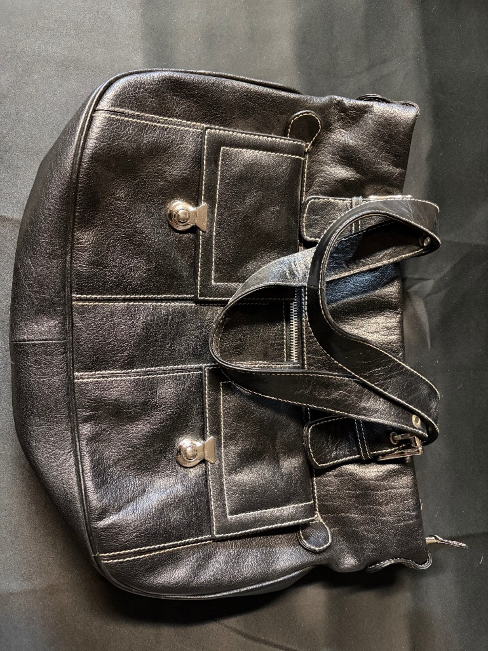 Black Michael Rome Genuine Leather Bag